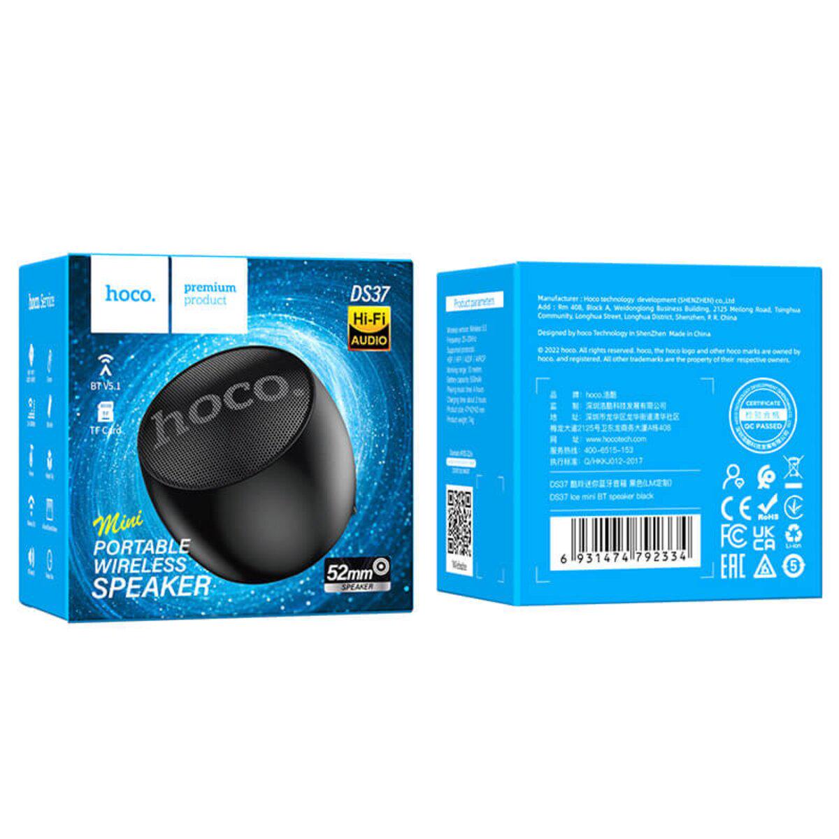 Портативна колонка Hoco DS37 Ice mini BT speaker 500 mAh/5 Вт Black (20220767) - фото 6