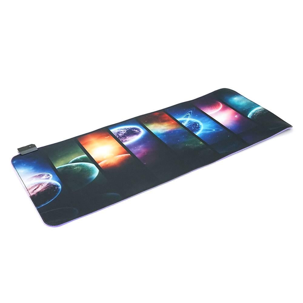 Килимок для миші Planets тканинний товщина 3 мм, RGB підсвічування USB 1,8 м 300х800 мм Color Box