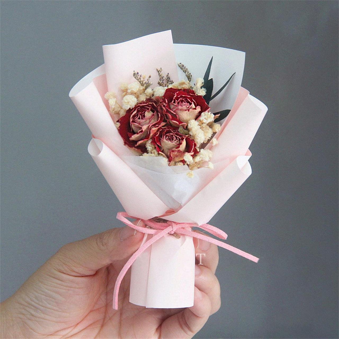 Букет із сухоцвітів Троянда/Гіпсофіла (НР051597)