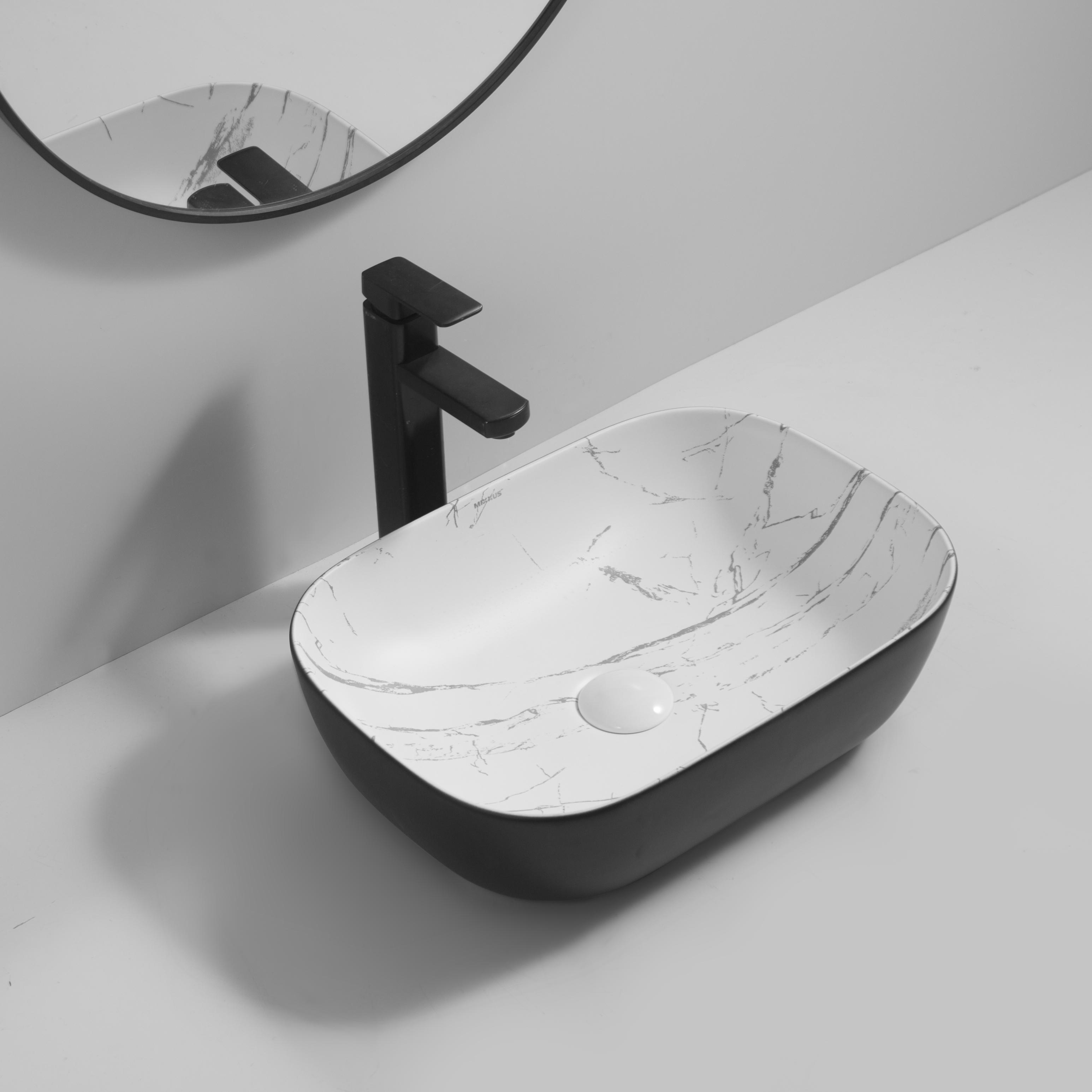 Раковина накладная MIXXUS Premium DIVERSE-0112 455х325х135 мм Marble/Black (MP6541) - фото 3