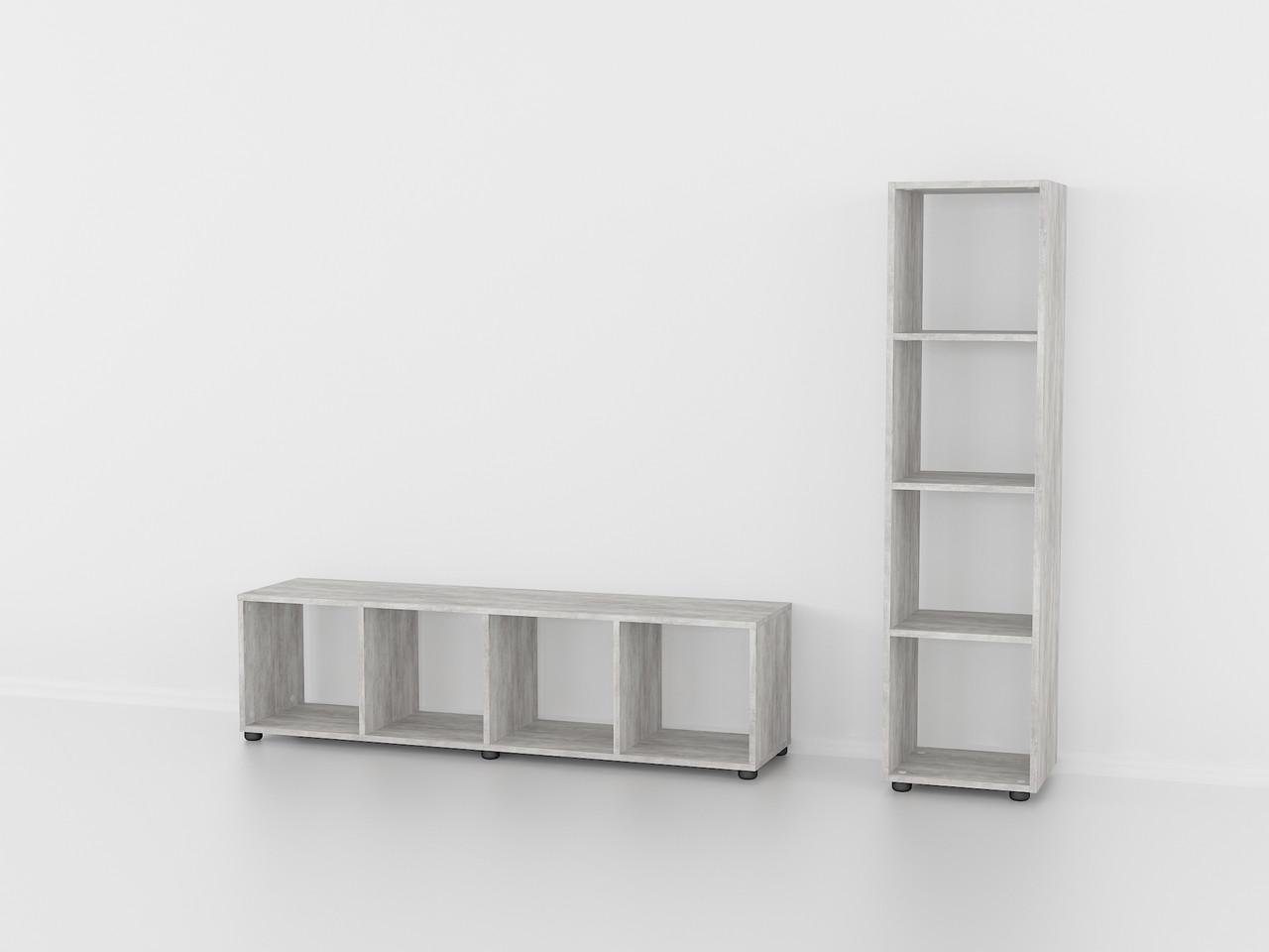 Стеллаж на 4 ячейки для книжек 1449х368х368 мм Бетон (3030) - фото 2