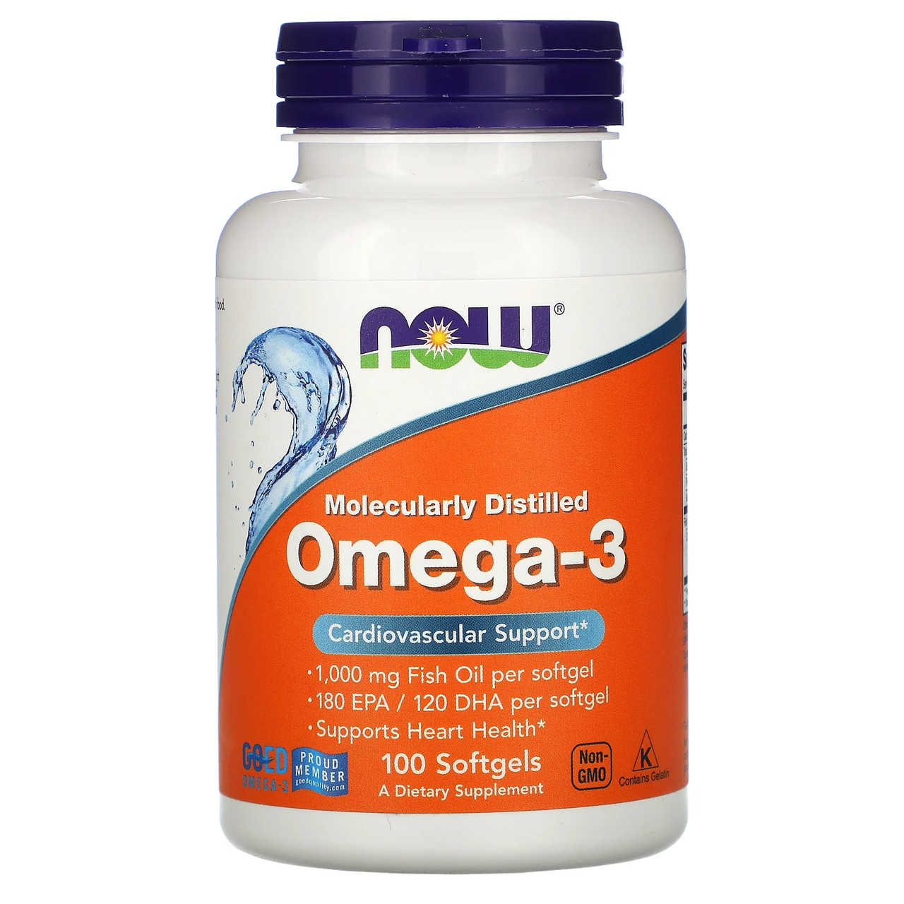 Омега-3 Риб'ячий жир Now Foods Omega-3180 ЕПК/ 120 ДГК 100 капс. (1377642874)