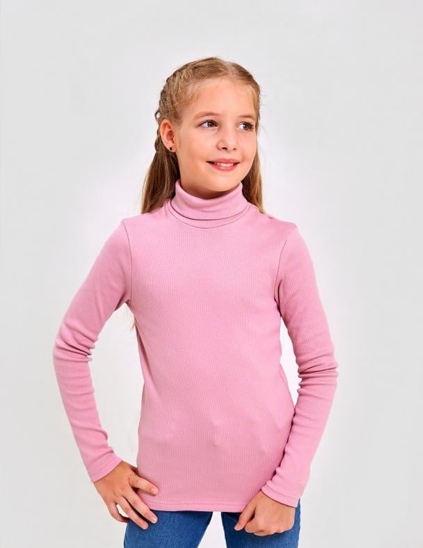 Гольф-стойка с отворотом для девочки Smil Кашкорс с начесом 152 см Холодный коралловый (114981)