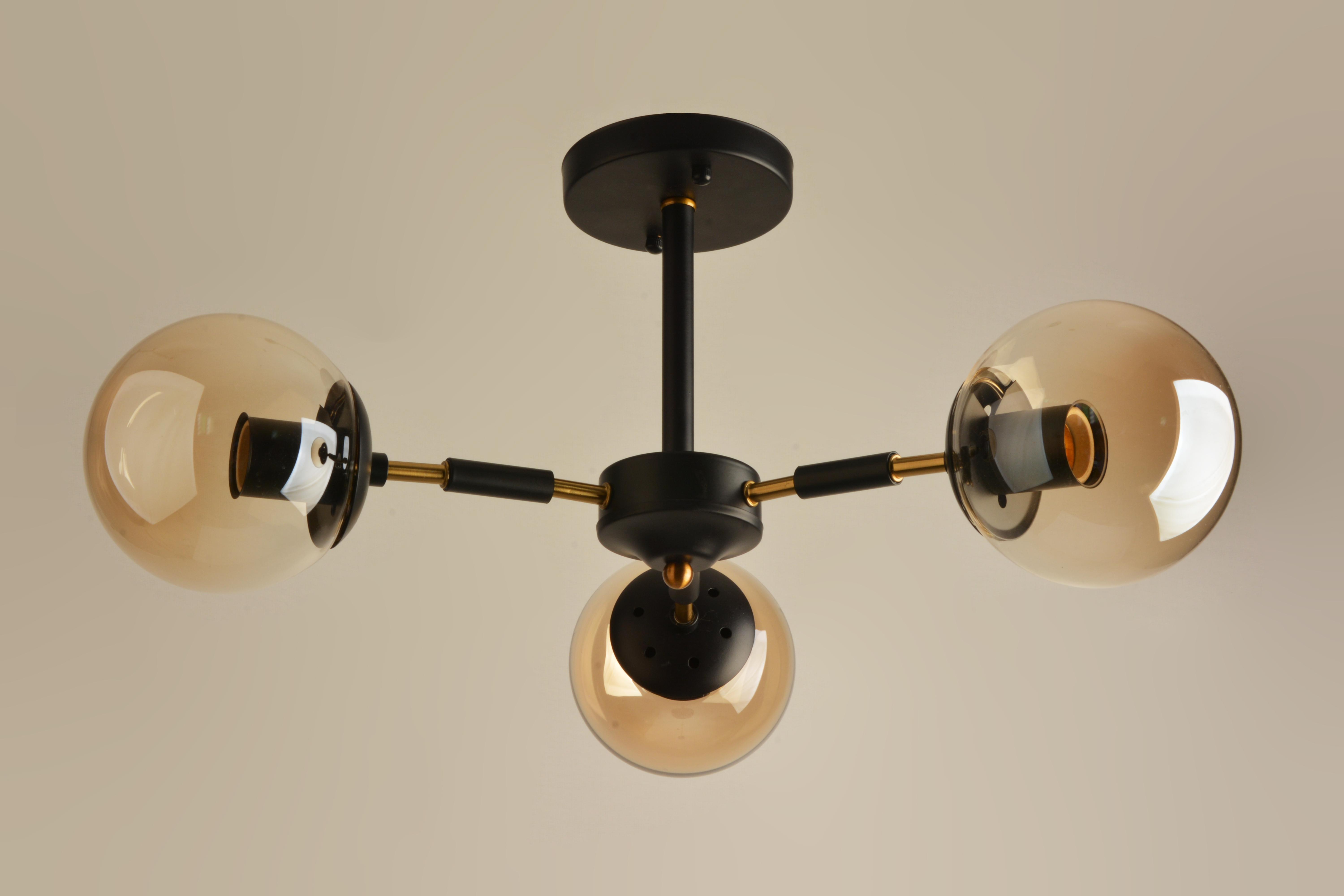 Люстра потолочная Sirius Л 7993/3A BK+COPPER