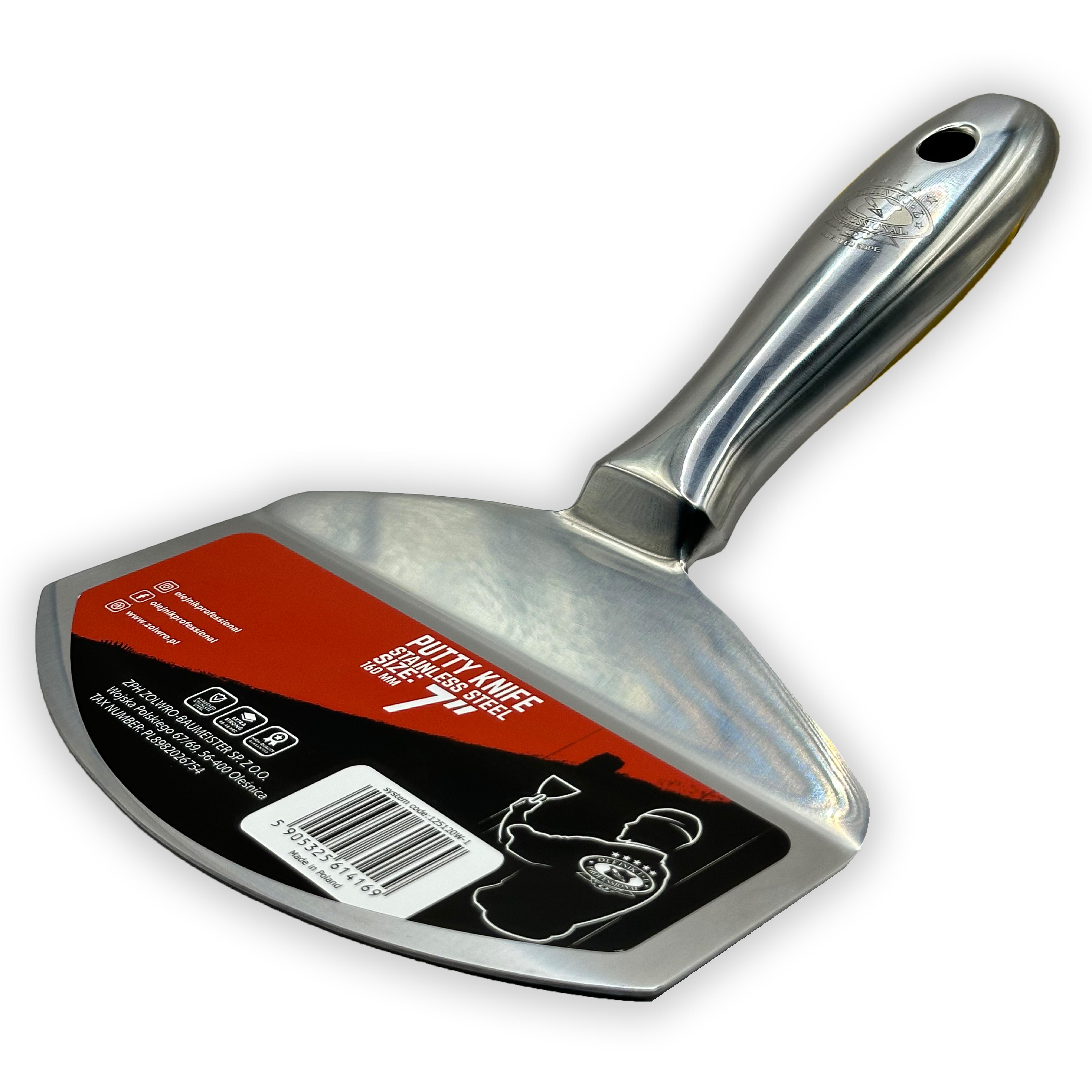 Шпатель для набору суміші із відра з нержавіючої сталі з вигином леза