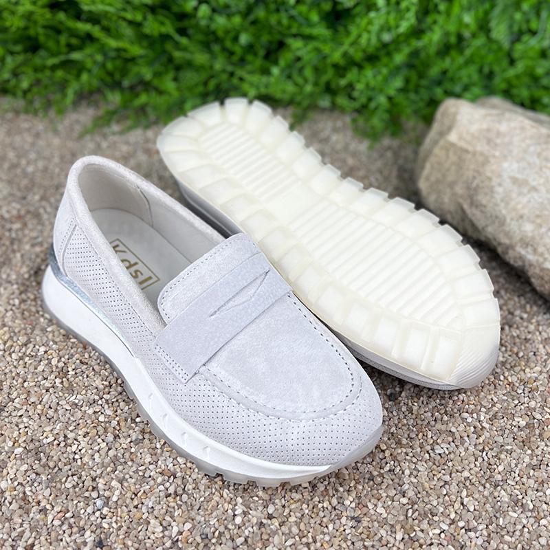 Лофери жіночі з натуральної замші Е-007032-1 p. 39 25 см Сірий - фото 4 Лофери жіночі з натуральної замші Е-007032-1 p. 39 25 см Сірий - фото 4