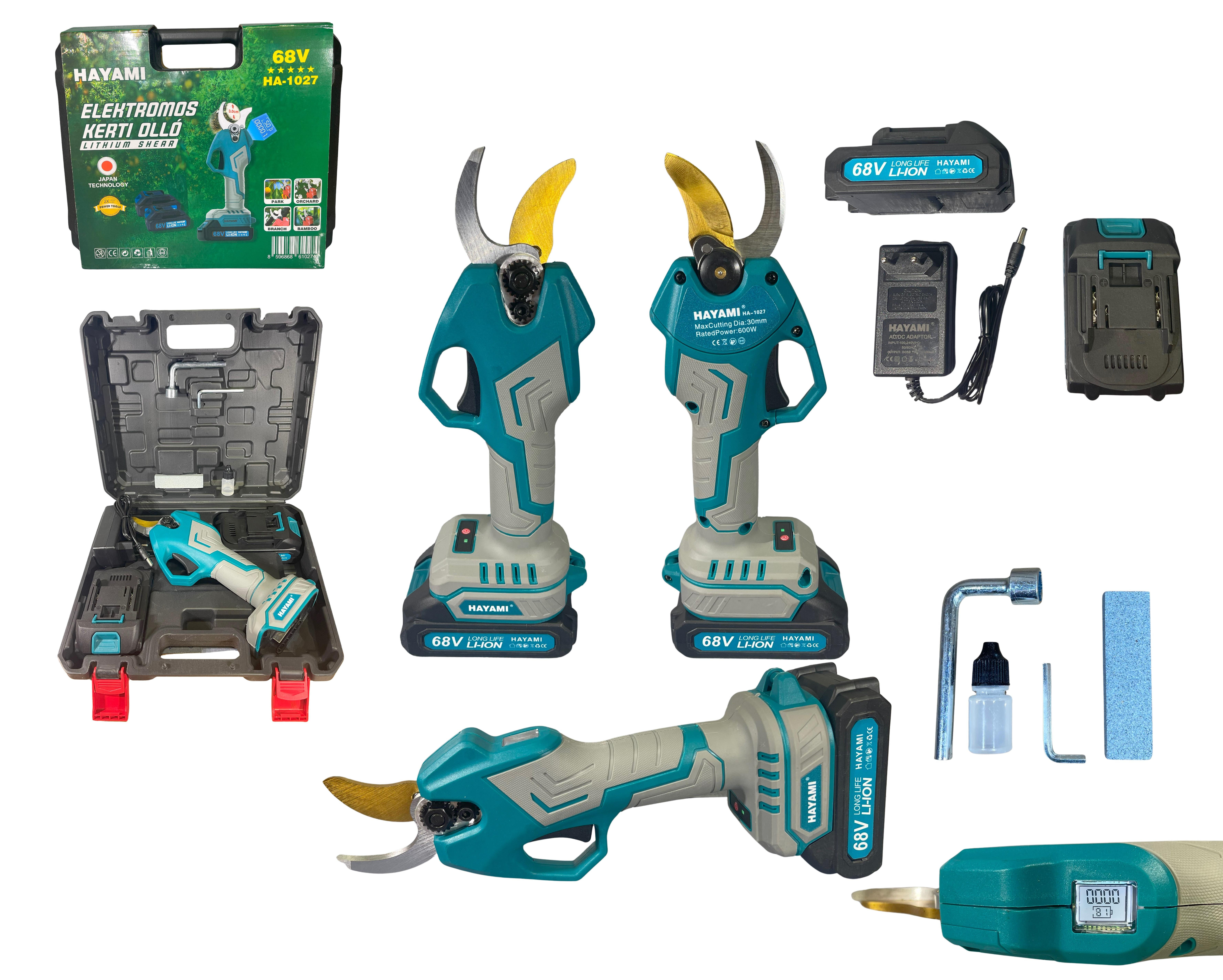 Секатор аккумуляторный бесщеточный HAYAMI 2 АКБ лезвие SK5 LED экран (25030869) - фото 3