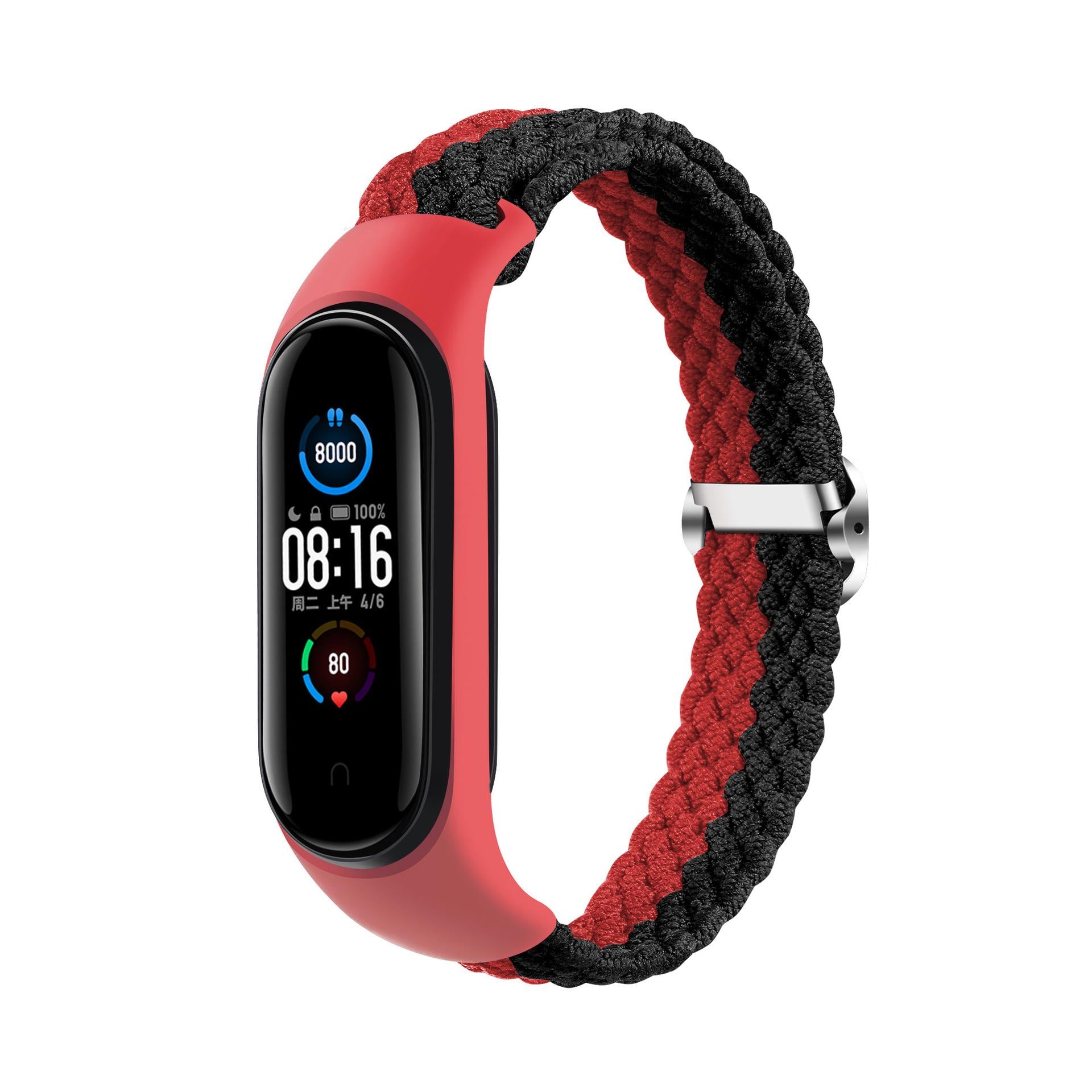 Ремешок MRK к браслету Mi band 3/4/5/6 solo loop Красный/Черный