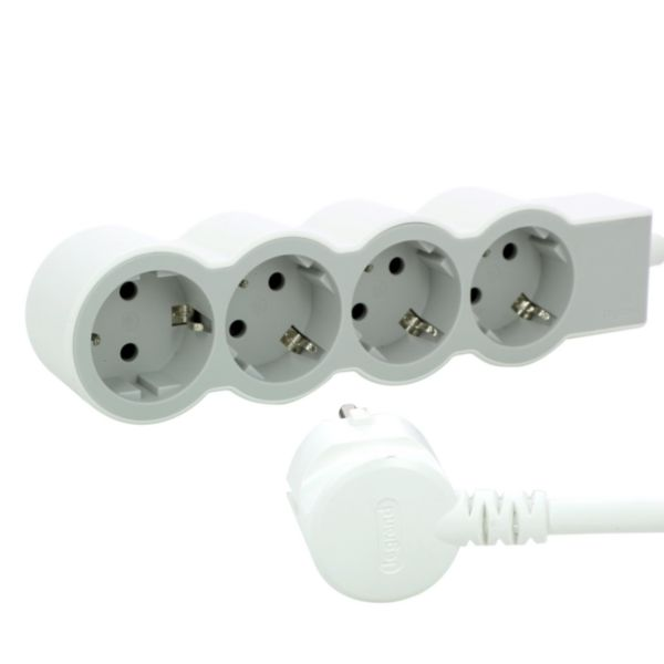 Удлинитель LeGrand СТАНДАРТ 4х2К+Из розетки 16 А с кабелем 3 м Белый/Серый (3139884843)