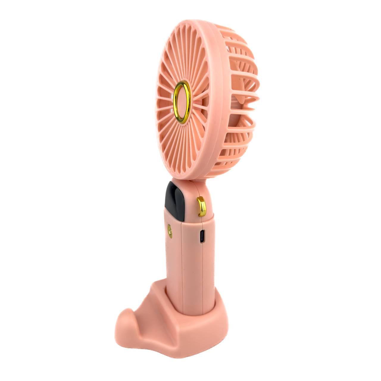 Вентилятор портативний Mini fan AND XL-880 9 см з підставкою для телефону та дисплеєм Рожевий (19018190) - фото 5