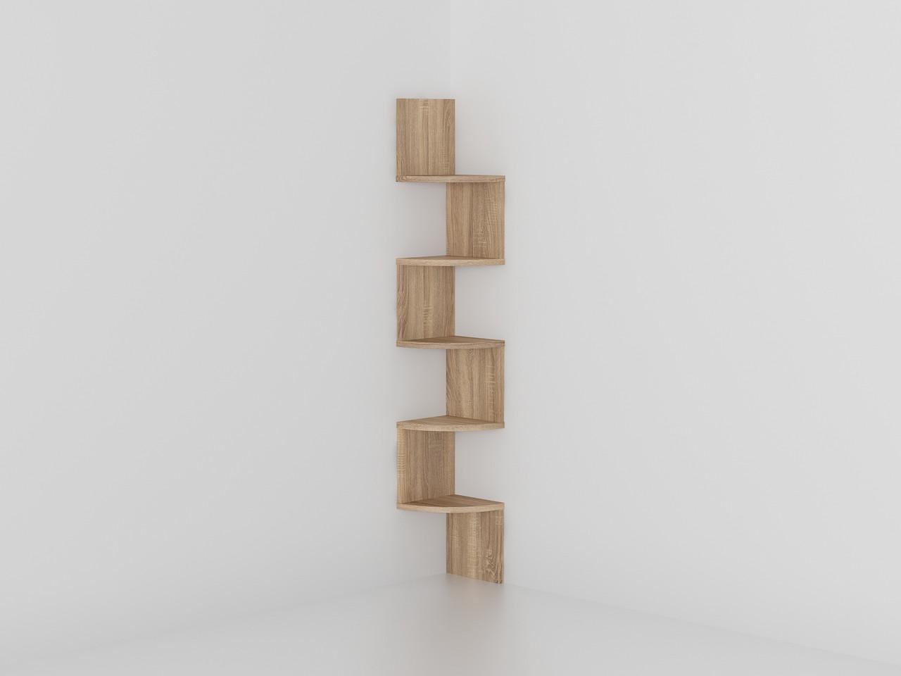 Полка для книг угловая 200x1224x200 мм Дуб Сонома