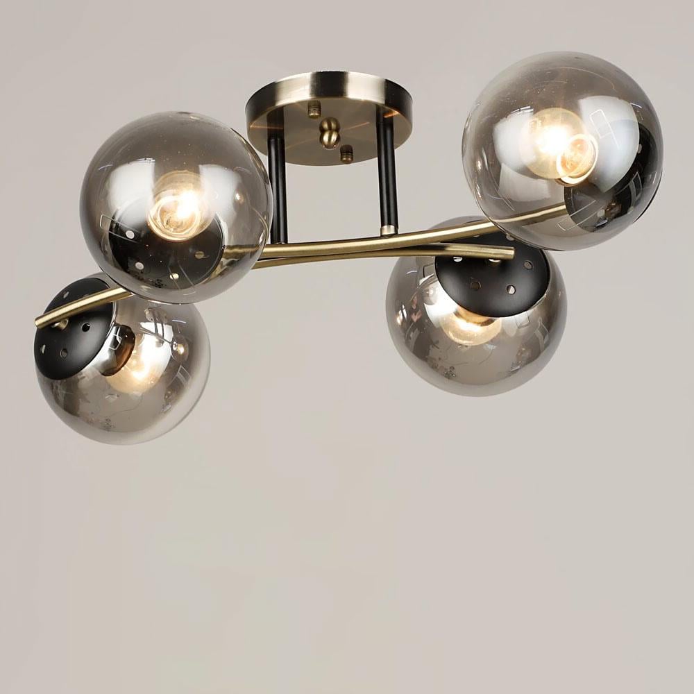 Люстра молекула стельова Light House SRS-20331/4 плафони сірі Бронза/Чорний