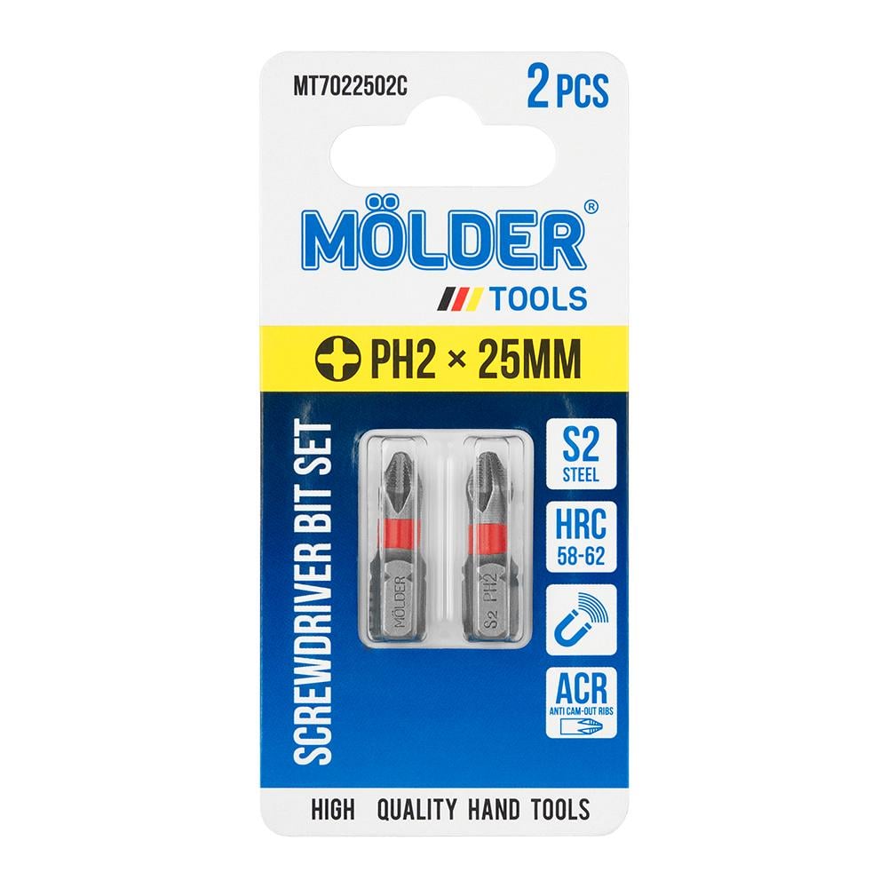 Набор бит Molder PH2x 25мм цветная маркировка 2 шт. (MT7022502C)