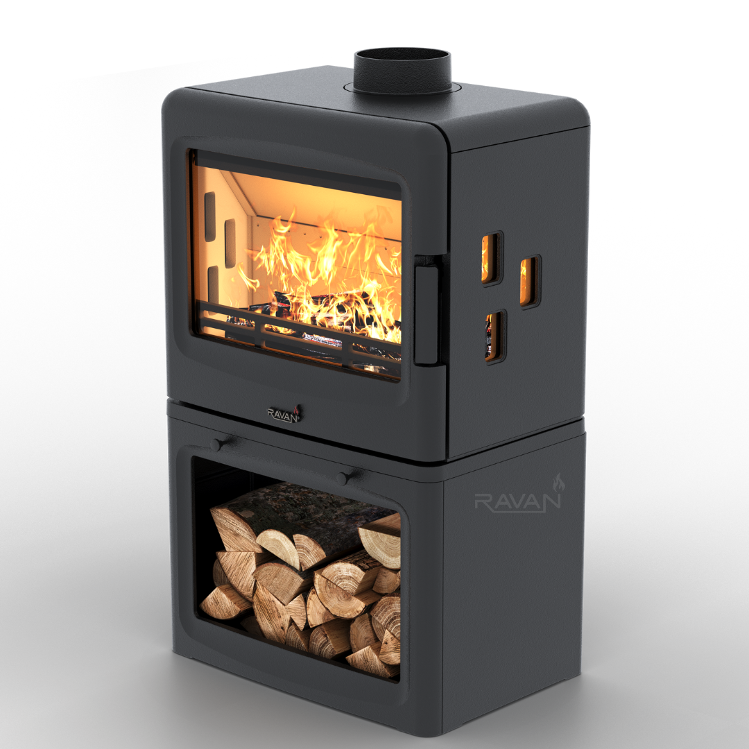 Піч-камін чавунна Ravan Nevada на дровах 14 кВт (27449771)