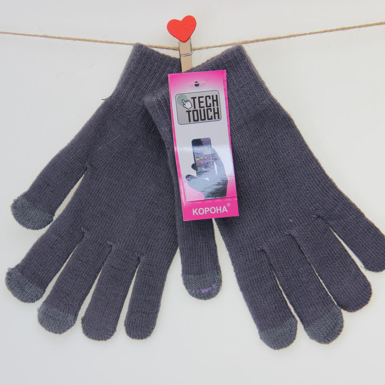 Перчатки женские с сенсорными пальцами шерстяные S-М Серый (33856) Перчатки женские с сенсорными пальцами шерстяные S-М Серый (33856)