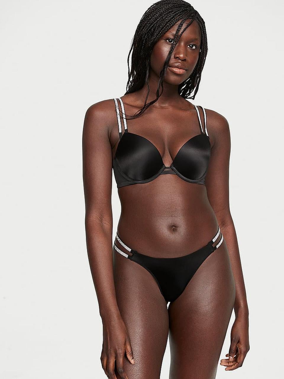 Комплект нижнего белья со стразами Victoria's Secret 80C/L Черный (583986551242)