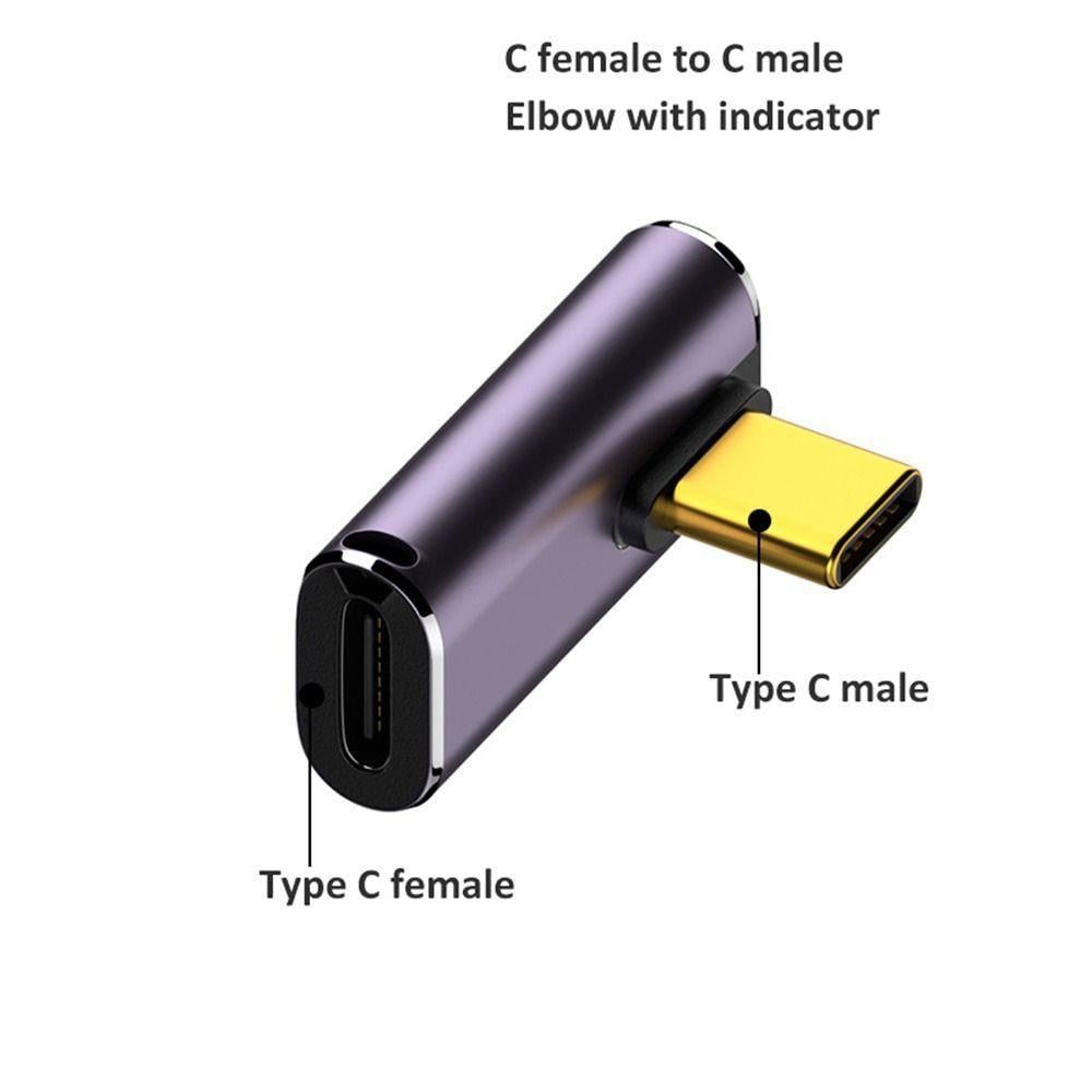 Переходник угловой OTG USB Type-C M/F LED USB 4.0 40Gbps 240W 8K Metal Type-4 - фото 3