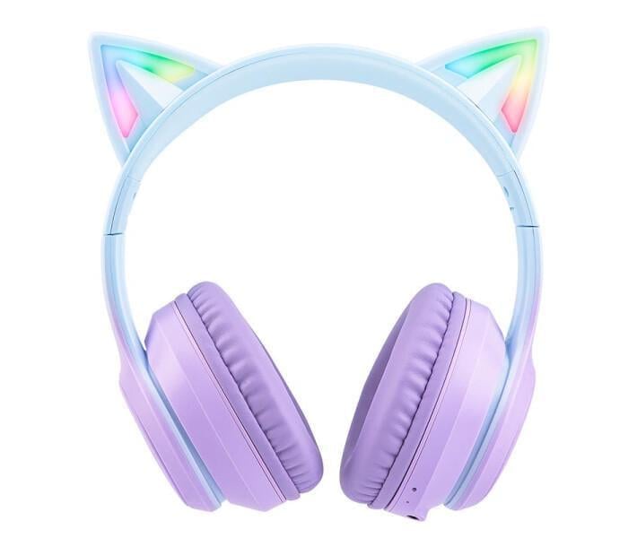 Навушники Bluetooth з підсвіткою Onikuma B90 Gaming CAT LED Фіолетовий (2125053508)