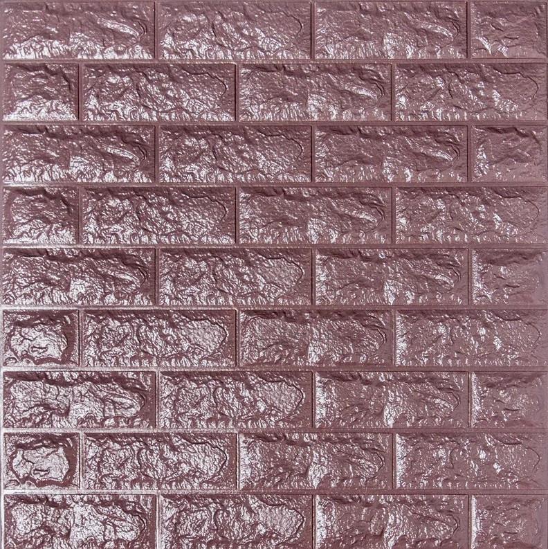 Панель самоклеящаяся 3D Sticker Wall звукоизоляционная 700x770x5 мм кирпич Баклажан-кофейный