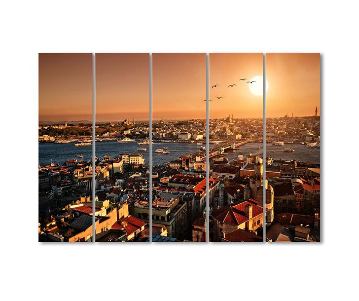 Картина модульная Бухта золотой рог Стамбул 5 модулей 80x120 см