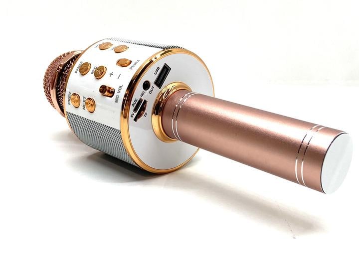 Микрофон-караоке беспроводной HOME WS858 Bluetooth USB Розовый - фото 2