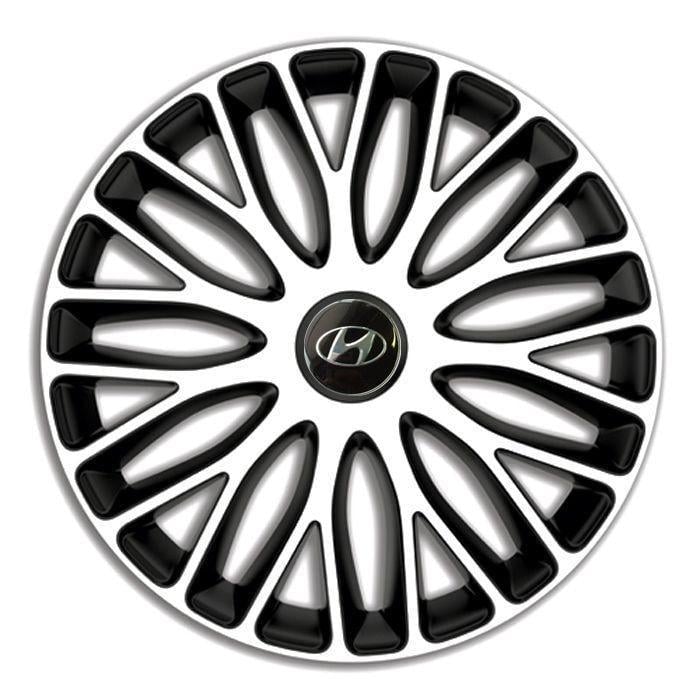 Колпаки для колес 4 Racing Mugello R14 c логотипом Hyundai 4 шт. White/Black