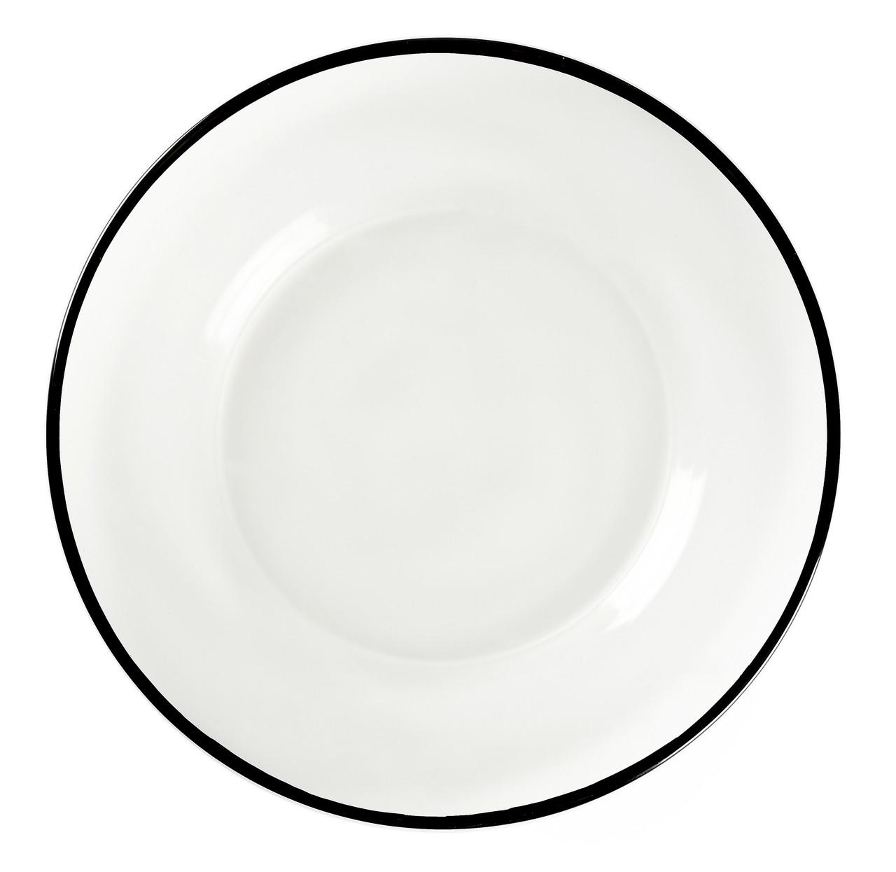 Тарелка подставная стеклянная REMY-DECOR Halo Glass Black Ø 33 см круглая с черным кантом