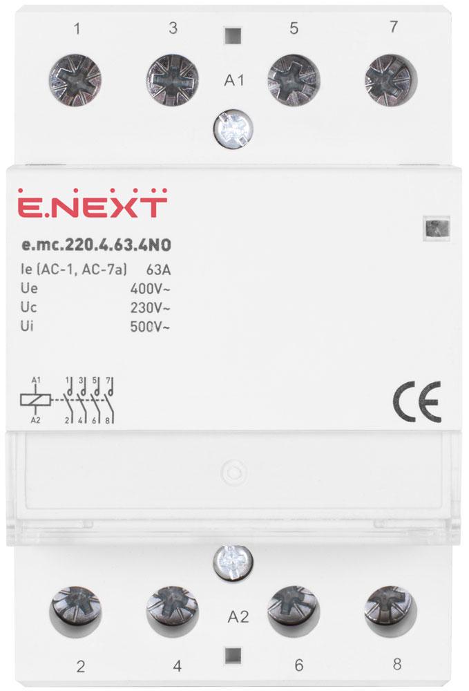 Контактор модульний E.NEXT e.mc.220.4.63.4NO 4P 63A 4NO 220V (p005009) - фото 2