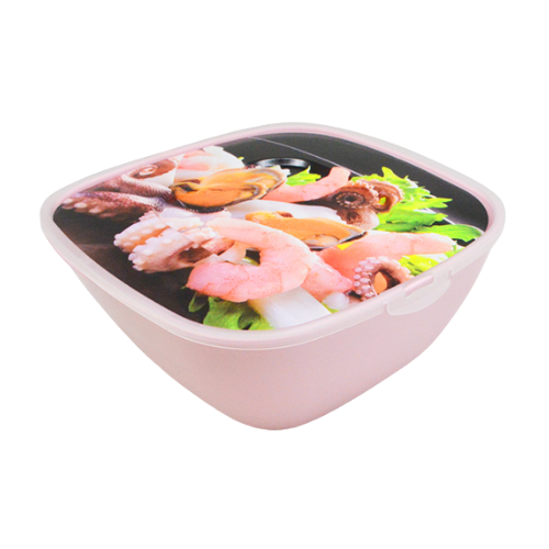 Миска-салатница с крышкой Ассорти Stenson PB-232 пластиковая 22x22x10 см 2,5 л (556636)