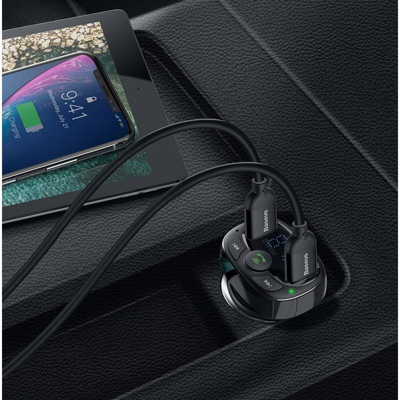 FM-трансмиттер Baseus T-Typed Bluetooth 2USB (CCTM-01) - фото 3