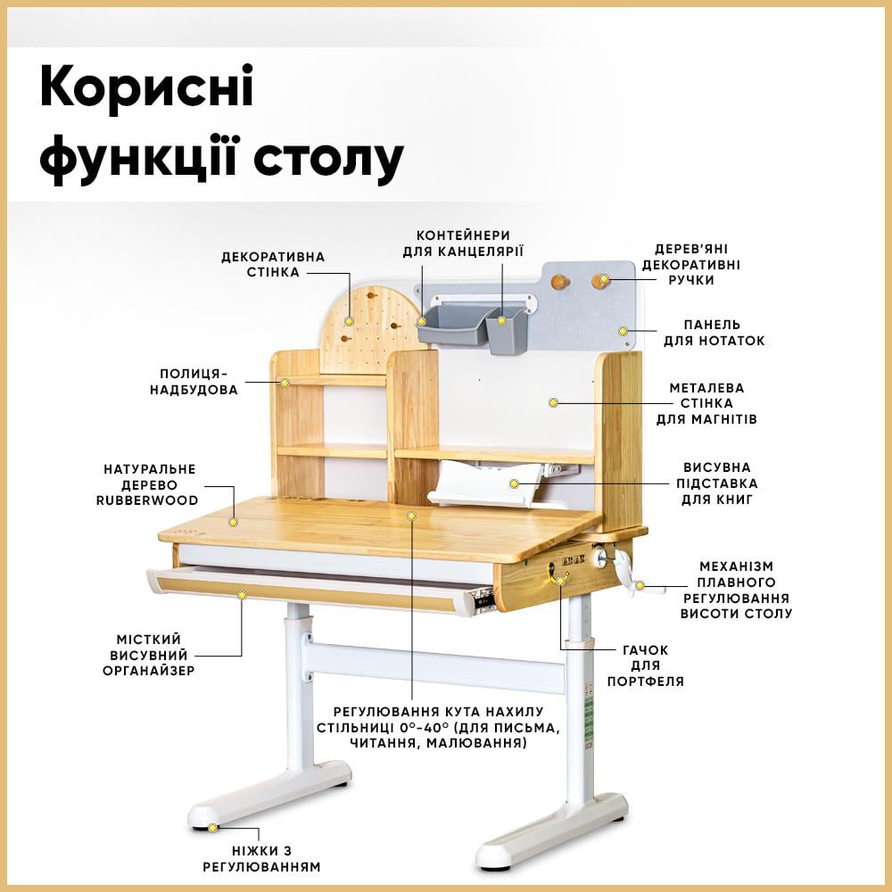 Комплект стіл Mealux Timberdesk S та крісло Mealux Carlo (BD-685 Wood S+KD-050 G) - фото 2 Комплект стіл Mealux Timberdesk S та крісло Mealux Carlo (BD-685 Wood S+KD-050 G) - фото 2
