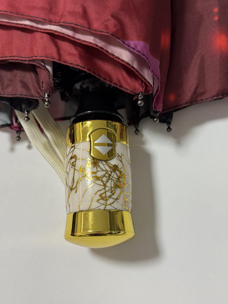 Парасолька жіноча автоматична Rain Flowers з квітковим принтом анти-вітер 9 спиць Бордовий (1080/1) - фото 7