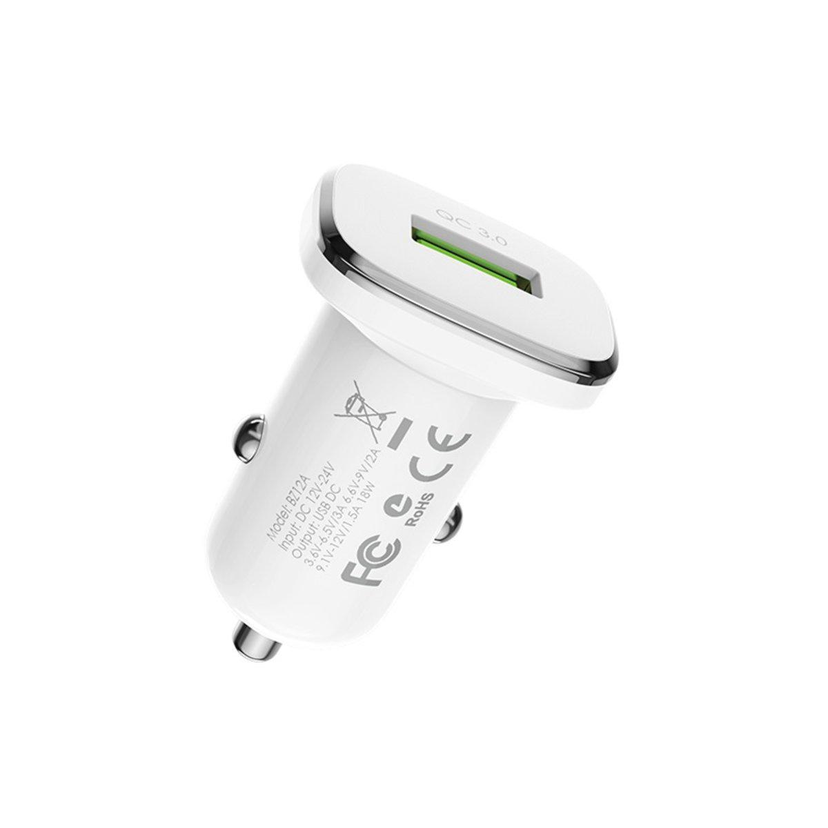 Автомобильное зарядное устройство Borofone BZ12A с кабелем USB to Micro USB 1 м White (BZ12AM) - фото 3