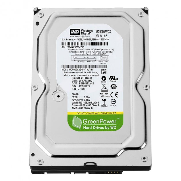 Жорсткий диск Western Digital WD5000AVCS AV-GP 500GB 16MB 16MB SATA 3Gb/s 3,5