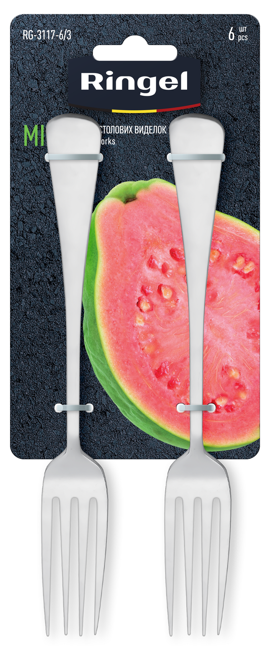 Набор столовых вилок Ringel Mira из нержавеющей стали с зеркальной полировкой 6 шт. 20,3 см (RG-3117-6/3) Набор столовых вилок Ringel Mira из нержавеющей стали с зеркальной полировкой 6 шт. 20,3 см (RG-3117-6/3)