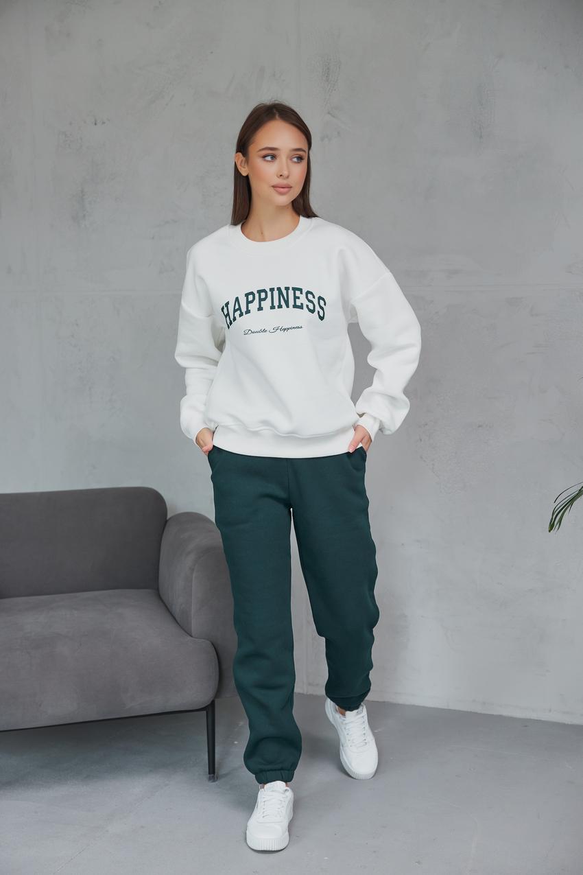 Світшот жіночий Happiness М132.4/1 начіс L Кремовий/Зелений (595-1-62) - фото 4 Світшот жіночий Happiness М132.4/1 начіс L Кремовий/Зелений (595-1-62) - фото 4