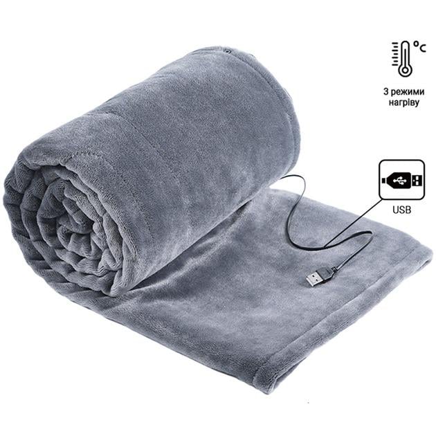 Плед с подогревом USB с застежкой с тремя режимами нагрева 150x85 см Серый (MA364) - фото 2 Плед с подогревом USB с застежкой с тремя режимами нагрева 150x85 см Серый (MA364) - фото 2