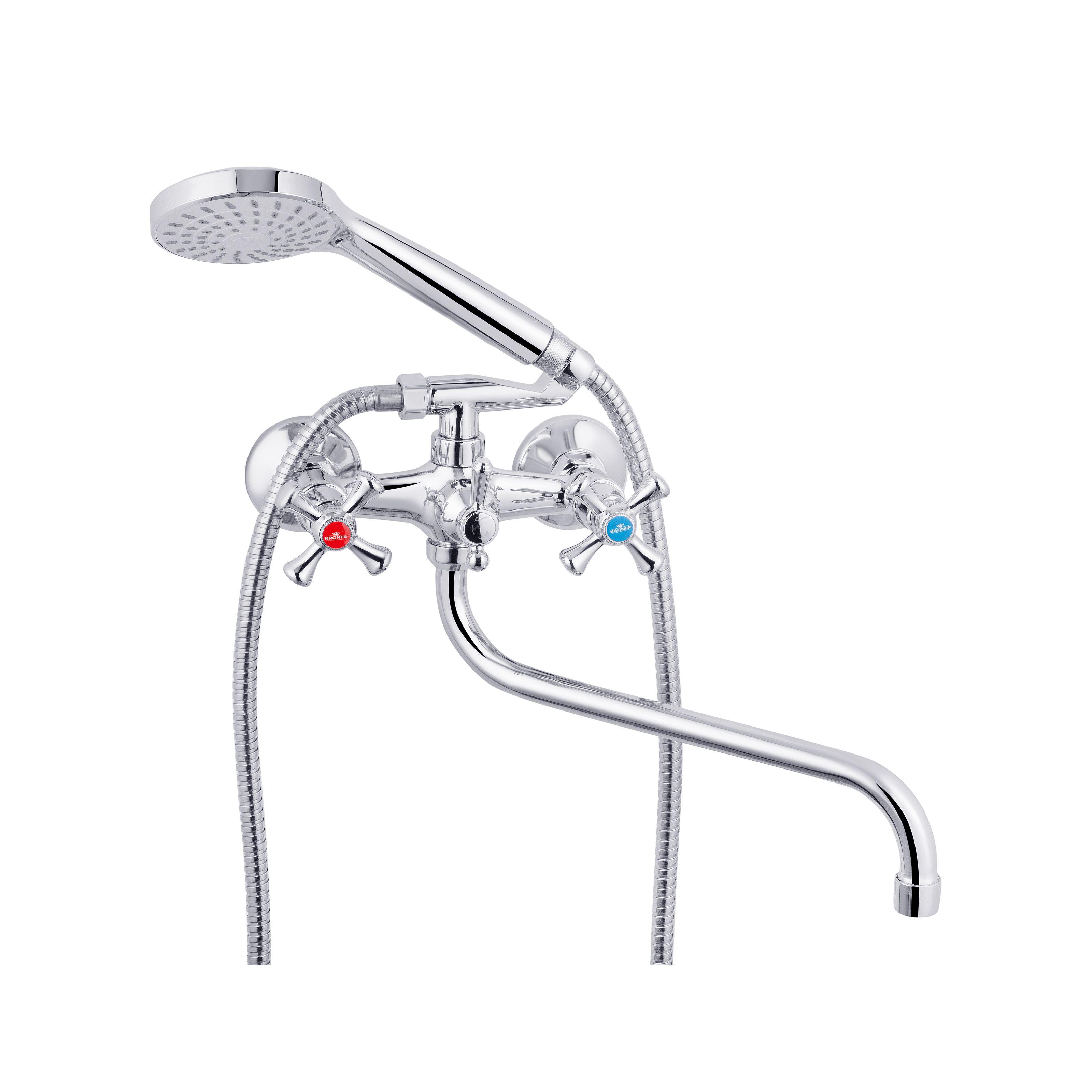 Смеситель для ванны KRONER Rhein CV023571 двухвентильный Хром (137508)