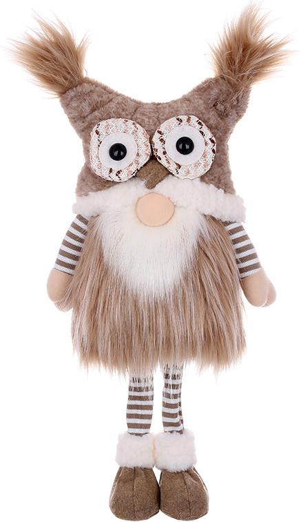 Игрушка мягкая Гном в шапке Совы 70 см Бежевый