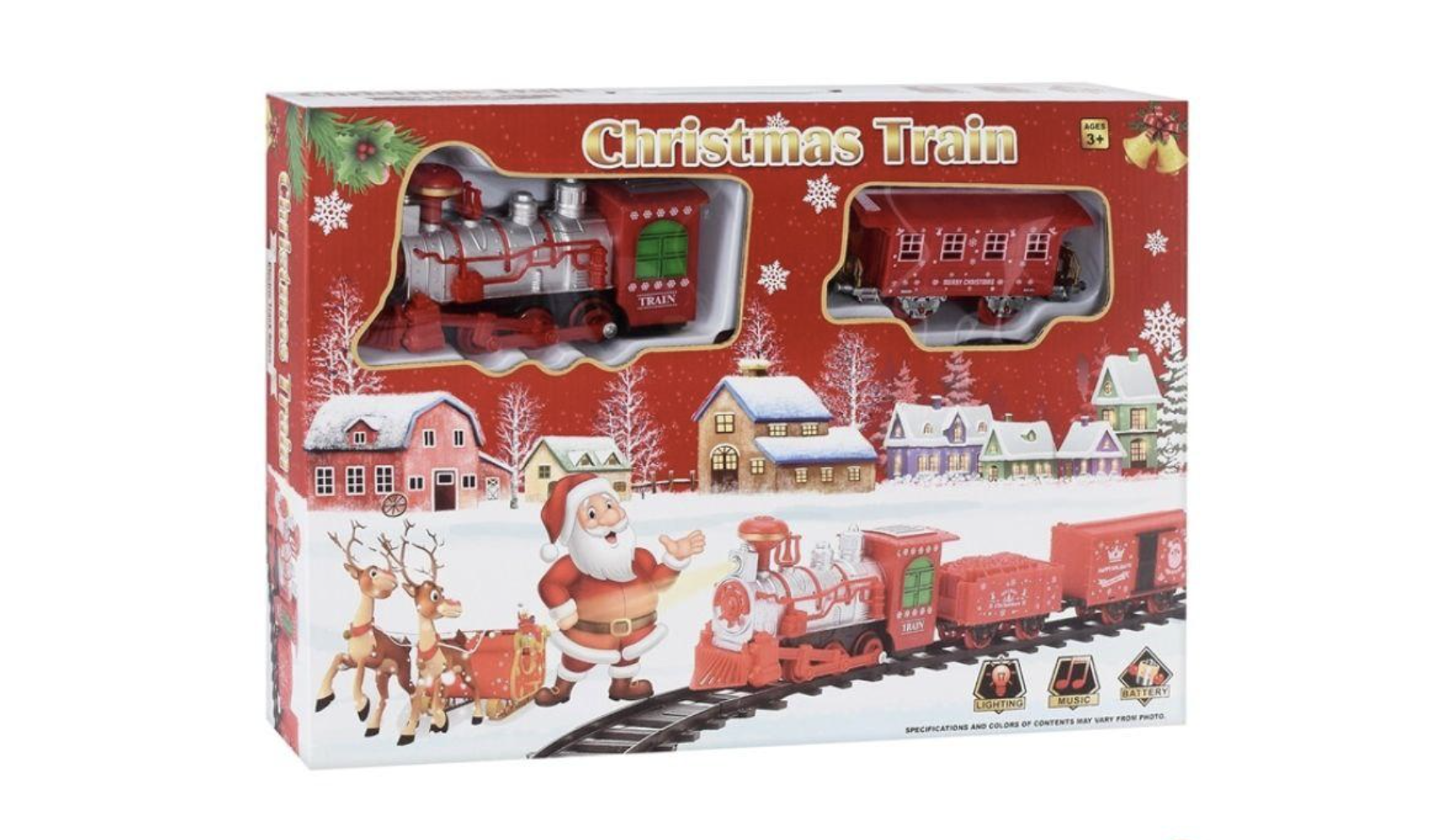 Железная дорога Star Toys Christmas Train с вагончиком и домиком с музыкой 101 см Красный (2814317349)