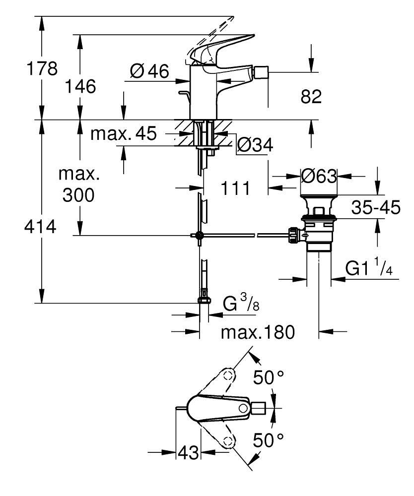 Cмеситель для гигиенического душа Grohe Euroeco 23263001 на биде Хром (218311) - фото 4