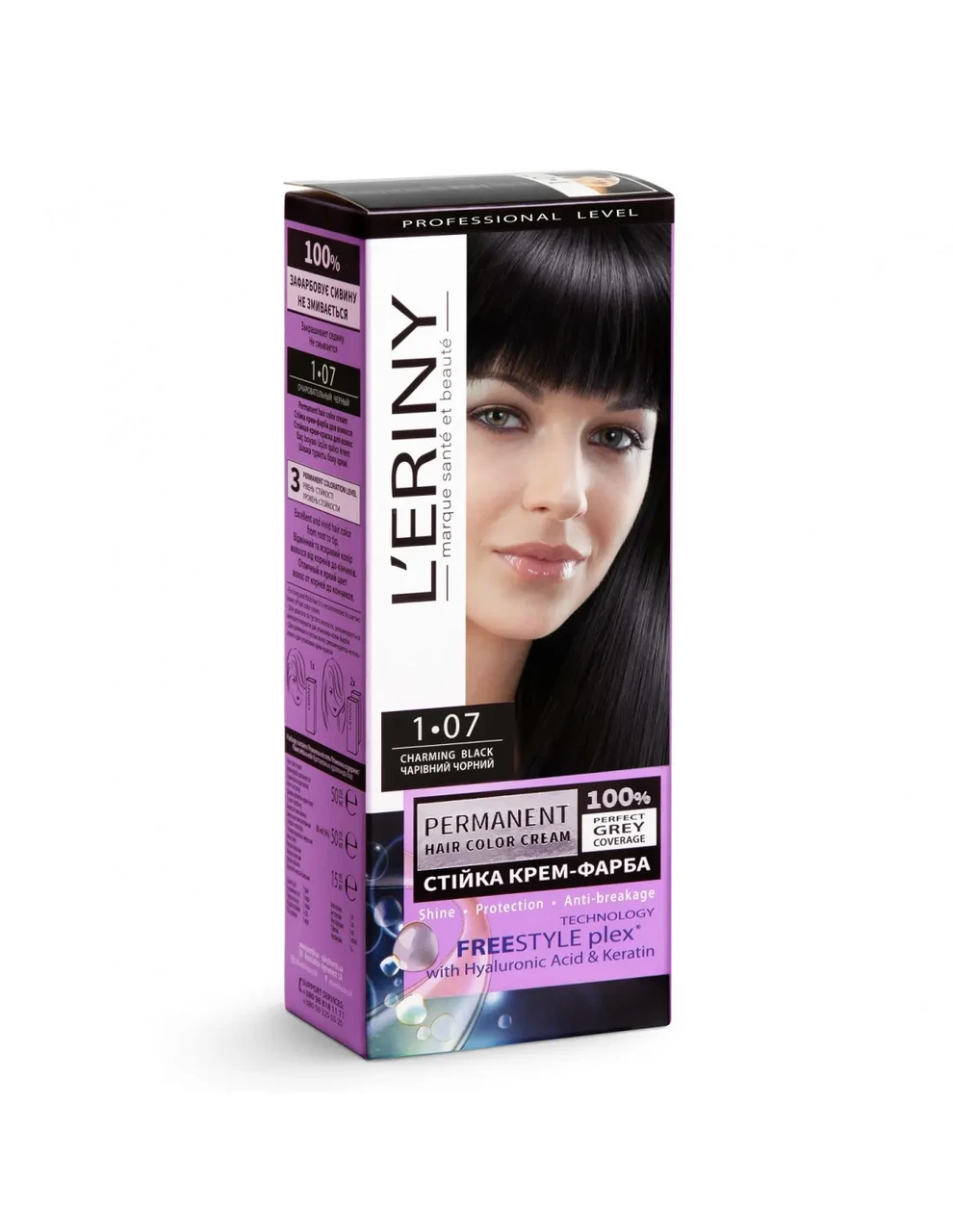 Крем-краска для волос стойкая L’ERINY 1-07 Волшебный черный (2180911027)