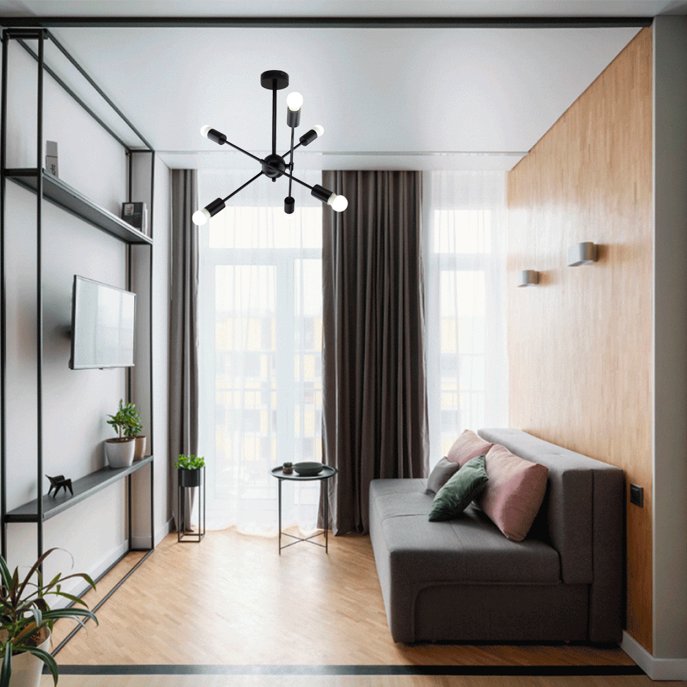 Люстра ESLLSE YORK R 510x380 мм на 6 ламп E27 Чорний (10468) - фото 8