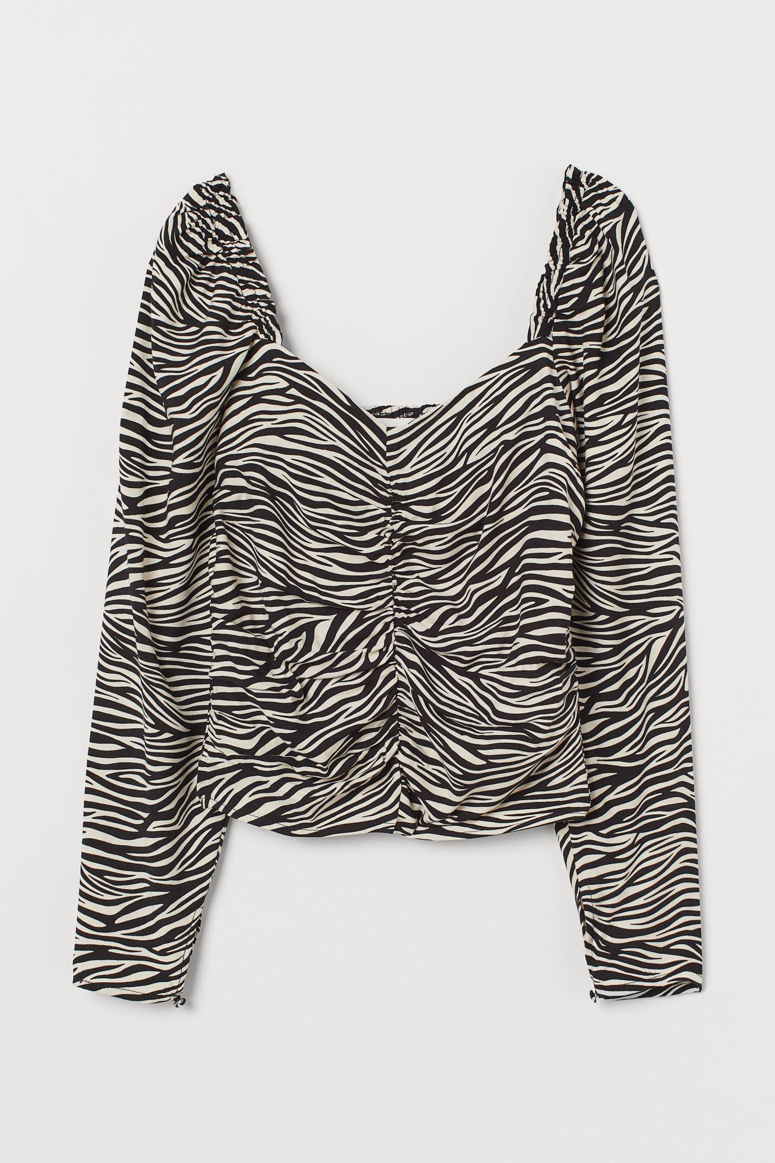 Блуза H&M р. 38 Бежево-чорний (22038303650)