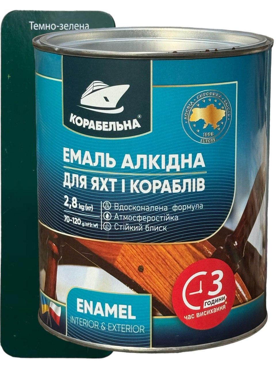 Емаль алкідна КОРАБЕЛЬНА ПФ-115 2,8 кг Темно-зелений (358274398)