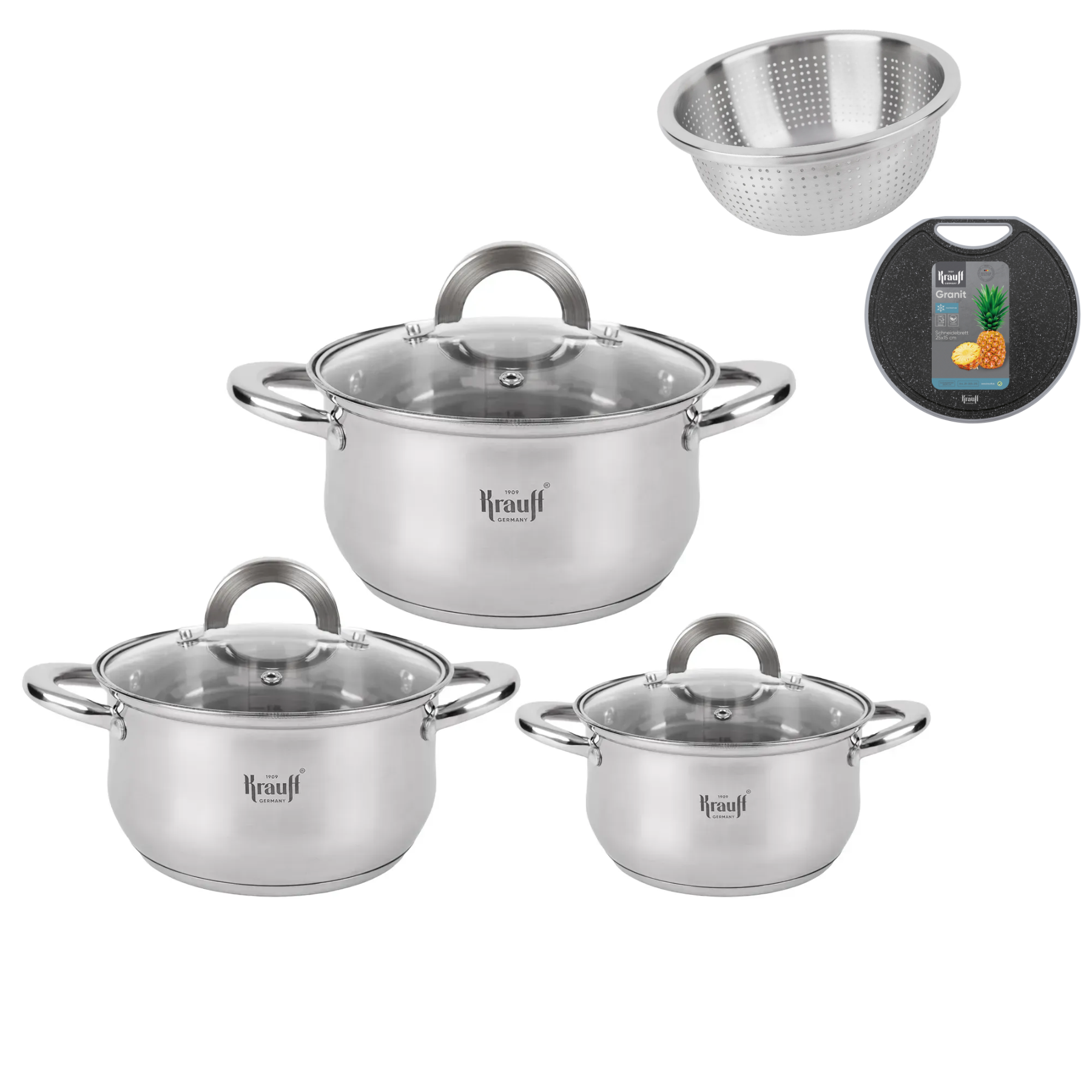 Каструля Krauff Moxie зі скляною кришкою з дошкою кухонною Blatt 5,0 л (55-333-365)