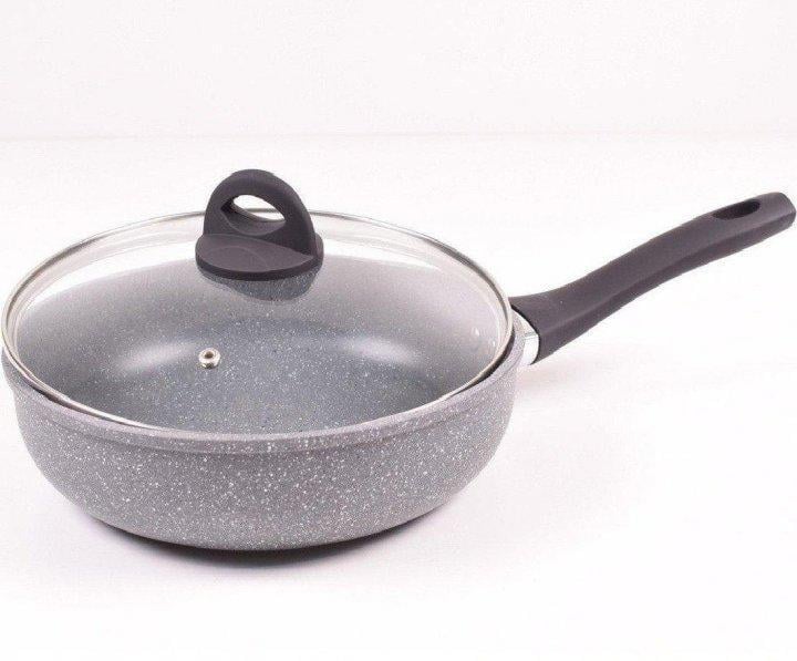 Сковорода Benson BN 494 антипригарна з мармуровим покриттям та кришкою 24 см