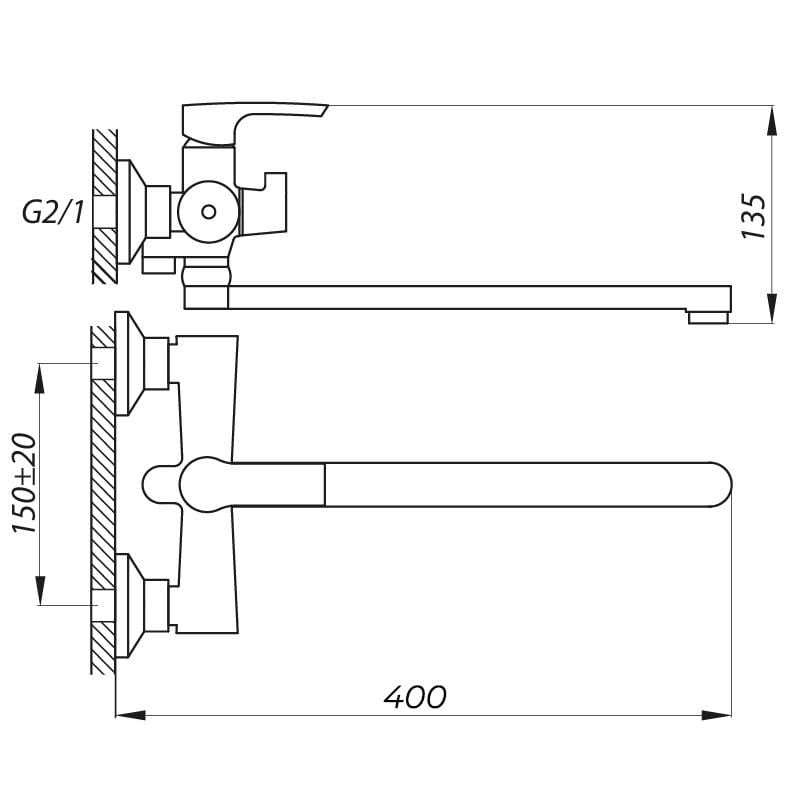 Смеситель для ванны Zerix FAB-7 (ZX3054) - фото 2