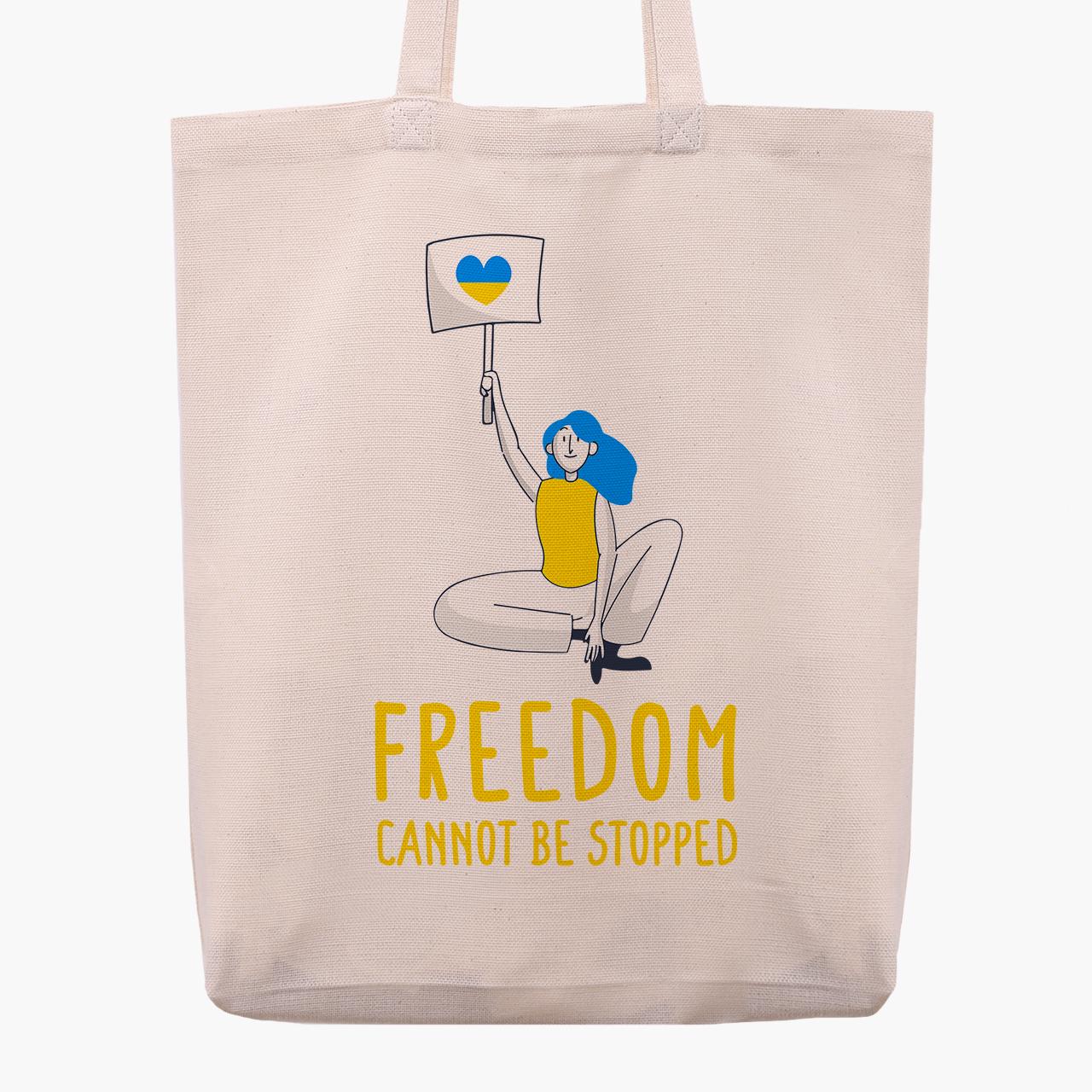 Эко сумка "Freedom Can Not Be Stopped" с широким дном Бежевый (9227-3691-2)