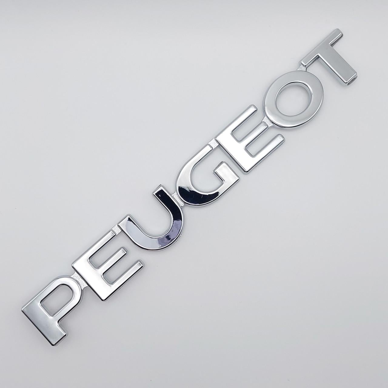 Эмблема надпись Peugeot ABS 19,2х2,2 см, Хром глянцевый (1759821588)